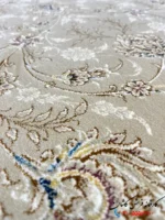 فرش الیکا 1200 شانه طرح افشان کاشان بژ