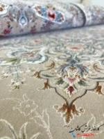 فرش ترنج 1200 شانه بژ طرح بهارستان کاشان