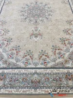 فرش ترنج دار 1200 شانه بژ طرح بهارستان