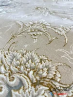 فرش ترنج دار 1200 شانه رنگ بژ طرح بهارستان کاشان