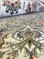 فرش ترنج دار 1200 شانه کرم طرح بهارستان