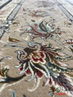 فرش ترنج دار 1200 شانه کرمی طرح بهارستان کاشان