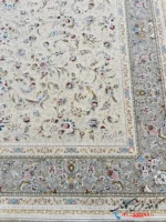 فرش طرح افشان نگار کرم نقره ای 1500 شانه