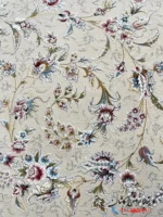 فرش طرح افشان کاشان نگار کرم نقره ای 1500 شانه