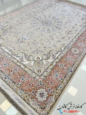 فرش کرم گلبهی 1500 شانه گلریس کاشان