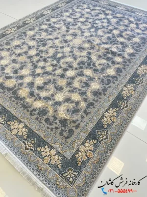 فرش افشان نقره ای طلاکوب 1200 شانه طرح اسپیرال کاشان