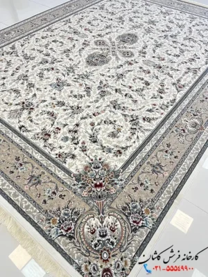 فرش باغ گل کرم 1200شانه کاشان