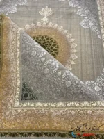فرش بژ طلایی 1200 شانه طرح ماهلین کاشان