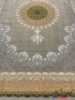 فرش بژ طلایی طرح ماهلین 1200 شانه کاشان