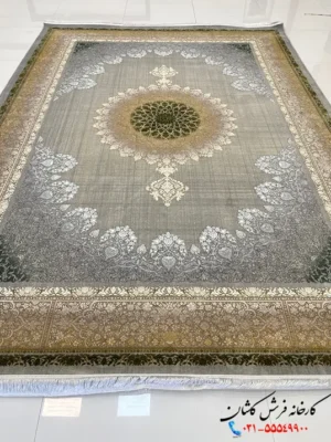 فرش بژ طلایی ماهلین 1200 شانه کاشان