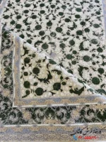 فرش سبز و بژ 1200 شانه طرح ملانیا