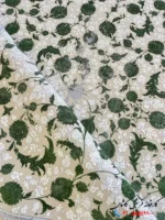 فرش سبز و بژ 1200 شانه ملانیا کاشان