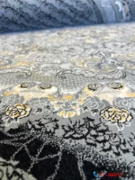 فرش نئوکلاسیک جدید 1200 شانه طرح ذولفقار رنگ طوسی کاشان