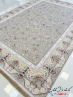 فرش نقره ای 1500 شانه دیبا گل برجسته
