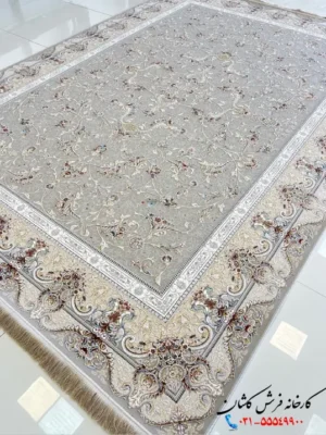 فرش نقره ای 1500 شانه دیبا گل برجسته