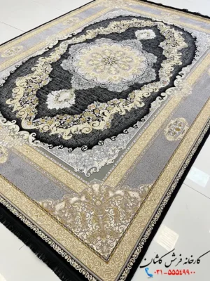 فرش ویکتوریا مشکی 1200 شانه کاشان
