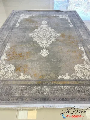 فرش پتینه جدید 1200 شانه آریکا نقره ای کاشان