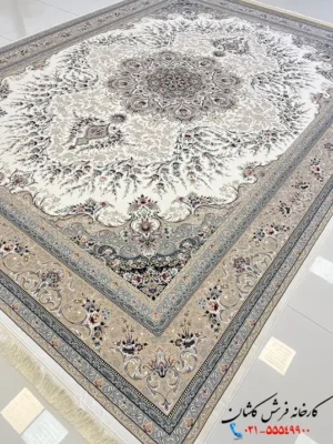 فرش کرم 1200شانه طرح آراد کاشان