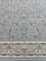 فرش 1200 شانه افشان گل ریز طوسی طلایی کاشان