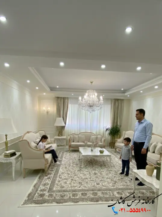 فرش سفید طلاکوب 1200 شانه طرح افشاری زرین