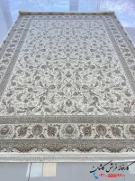 فرش سفید طلاکوب 1200شانه طرح افشاری زرین کاشان