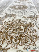 فرش سفید طلاکوب برجسته 1200شانه طرح افشاری زرین کاشان