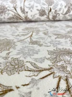 فرش سفید طلاکوب گل برجسته 1200شانه طرح افشاری زرین