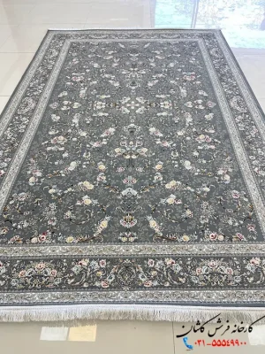 فرش طرح آذن طوسی گل برجسته 1200 شانه