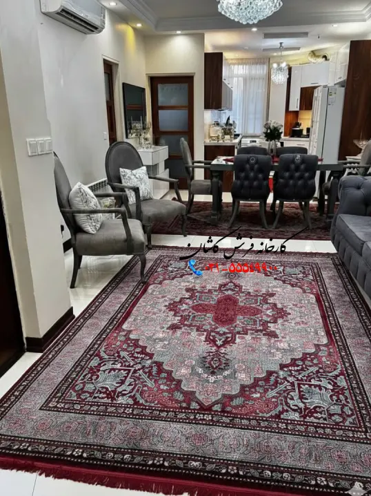 فرش لاکی وینتیج طرح دنیا 700 شانه کاشان