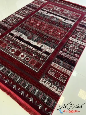 فرش ماشینی قرمز 700 شانه ارزان قیمت طرح فریان کاشان