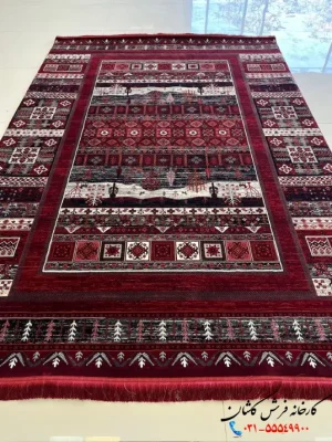 فرش ماشینی قرمز 700 شانه ارزان قیمت فریان کاشان