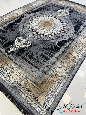 فرش مشکی 1200شانه طرح ونیز کاشان