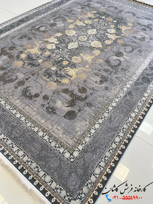 فرش وینتیج افشان 1200شانه طرح آریانا نقره ای فرش وینتیج افشان 1200شانه طرح آریانا نقره ای