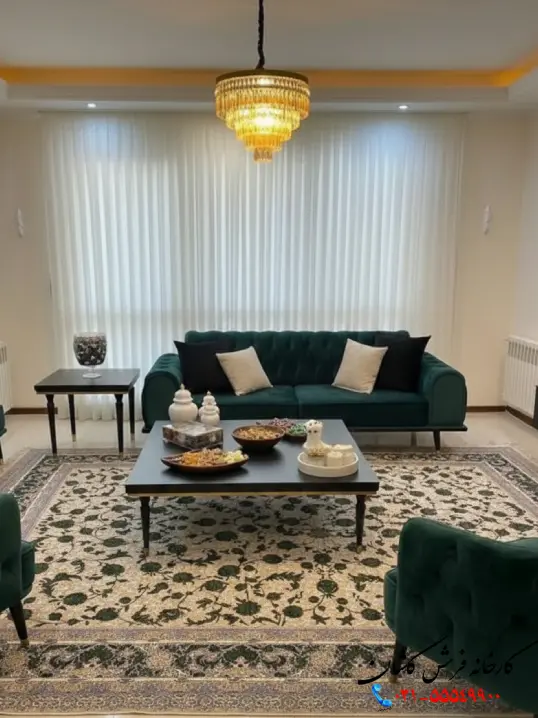 ست مبل سبز با فرش