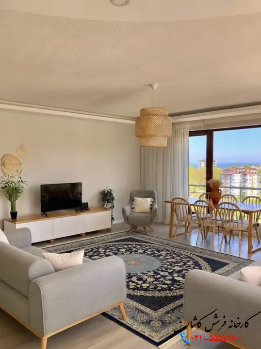 ست مبل فیلی با فرش سرمه ای