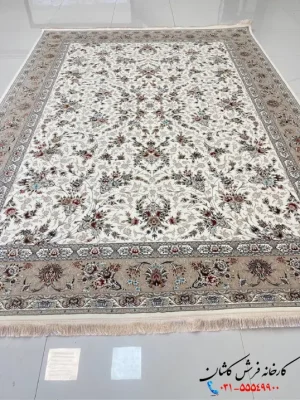 فرش 1200شانه افشان کرم طرح مه گل کرم