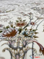 فرش 1200شانه افشان کرم طرح مه گل کرم کاشان