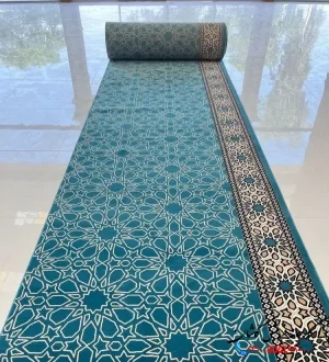 فرش سجاده ای تشریفاتی رمضان آبی 700 شانه کاشان