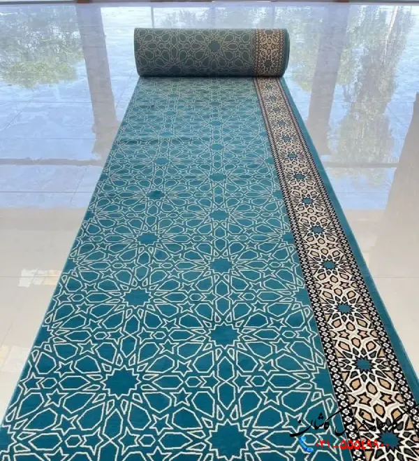 فرش سجاده ای تشریفاتی رمضان آبی 700 شانه کاشان فرش سجاده ای تشریفاتی رمضان آبی 700 شانه کاشان