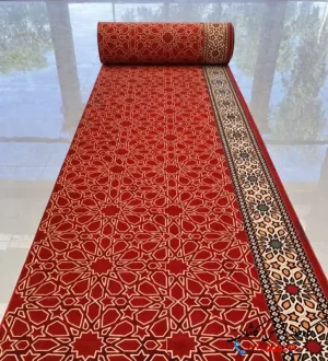 فرش سجاده ای تشریفاتی طرح رمضان قرمز 700 شانه کاشان