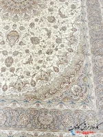 فرش سفید طلایی 1200شانه طرح هاکان کاشان