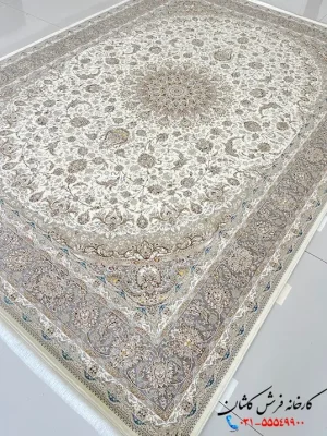 فرش سفید طلایی 1200شانه هاکان کاشان