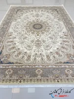 فرش 1200 شانه طلاکوب سفید طرح شهیاد