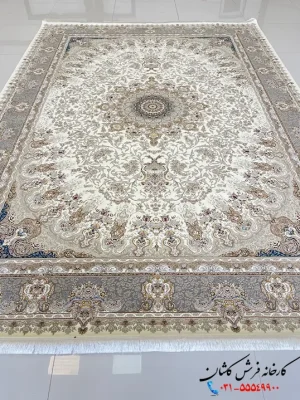 فرش 1200 شانه طلاکوب سفید طرح شهیاد