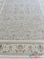 فرش 1500 شانه نقره ای طلاکوب طرح نگار کاشان