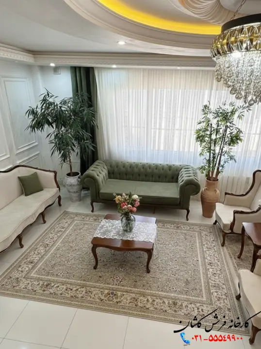 فرش 1500 شانه نقره ای طلاکوب گل برجسته طرح نگار