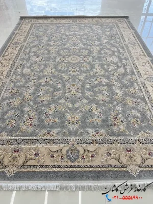 فرش رز نقره ای افشان 1200شانه کاشان