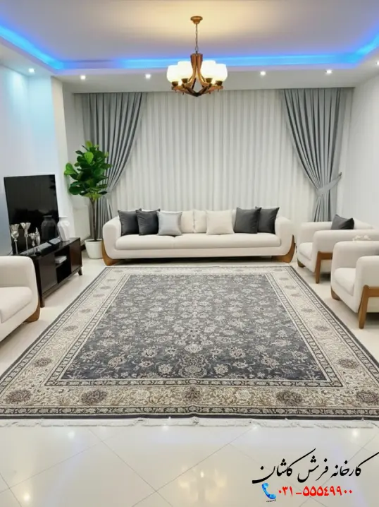 فرش طوسی 1200 شانه طرح آذر کاشان