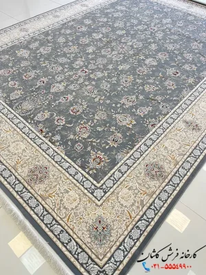فرش طوسی افشان 1200 شانه طرح آذر کاشان
