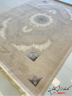 فرش طلاکوب گل برجسته 1200 شانه طرح خاتون کاشان